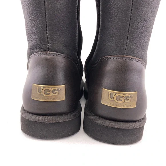 UGG Locarno Brown Leather Tall Winter Boots 8 - Picture 13 of 15